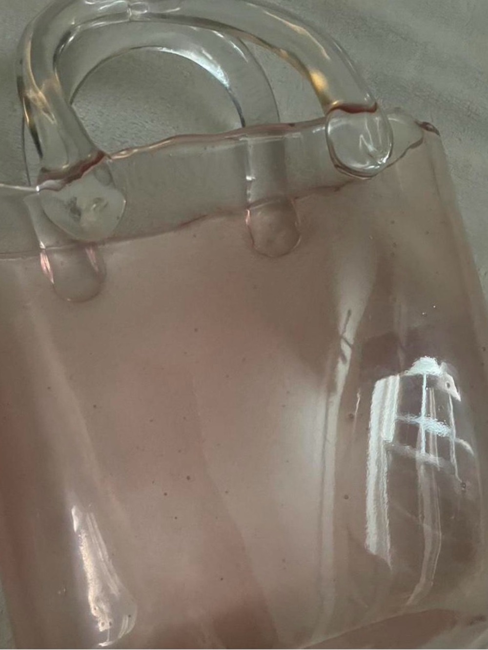 Transparent Pink Mini Tote Bag vase - decor